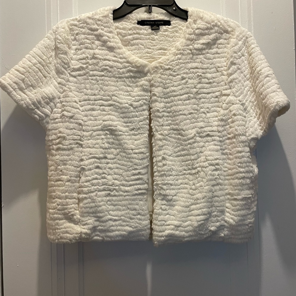 CYNTHIA STEFFE white short sleeve jacket size L